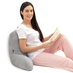 Leeskussen met armsteunen, ergonomisch, grijs, fluweelachtig