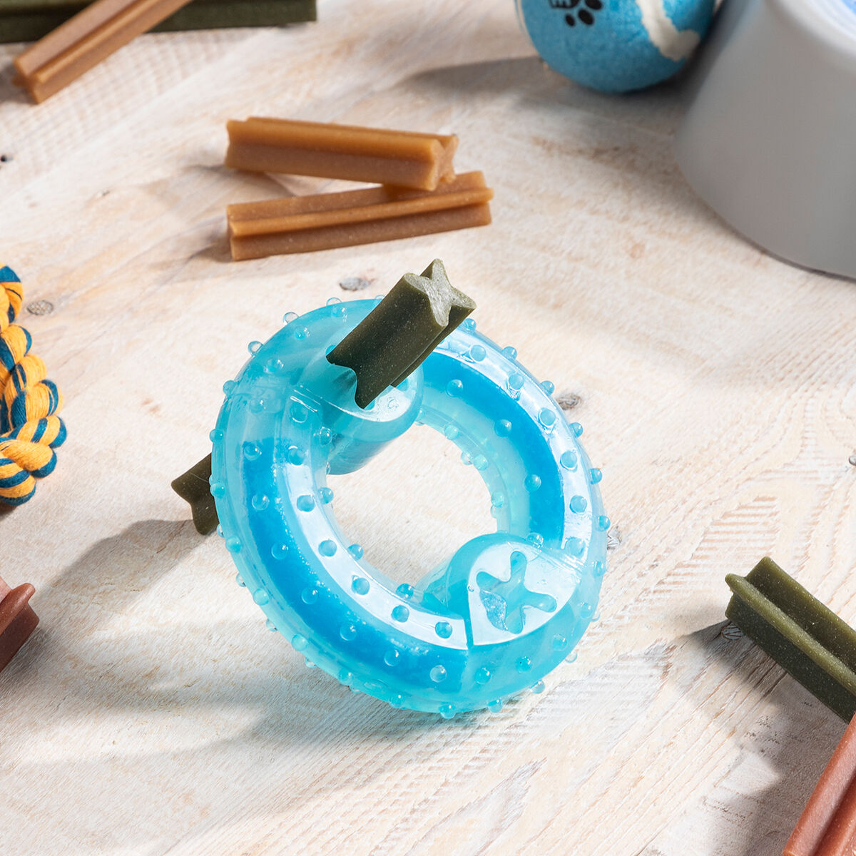 Bevriesbaar kauwspeeltje voor honden 2-in-1, TPR, blauw