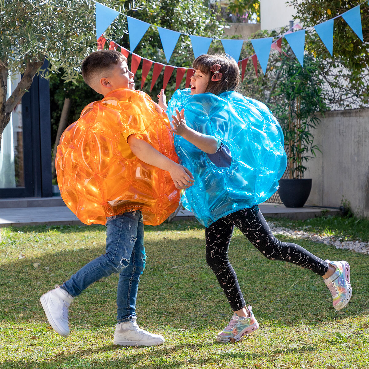 Opblaasbare bumperballen set van 2, Ø62 cm, PVC, blauw en oranje