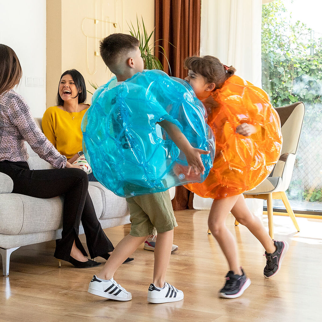 Opblaasbare bumperballen set van 2, Ø62 cm, PVC, blauw en oranje