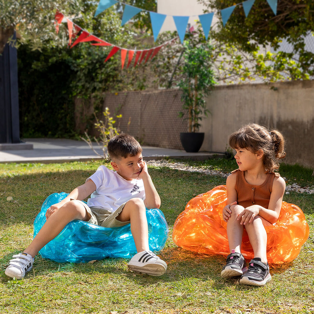 Opblaasbare bumperballen set van 2, Ø62 cm, PVC, blauw en oranje