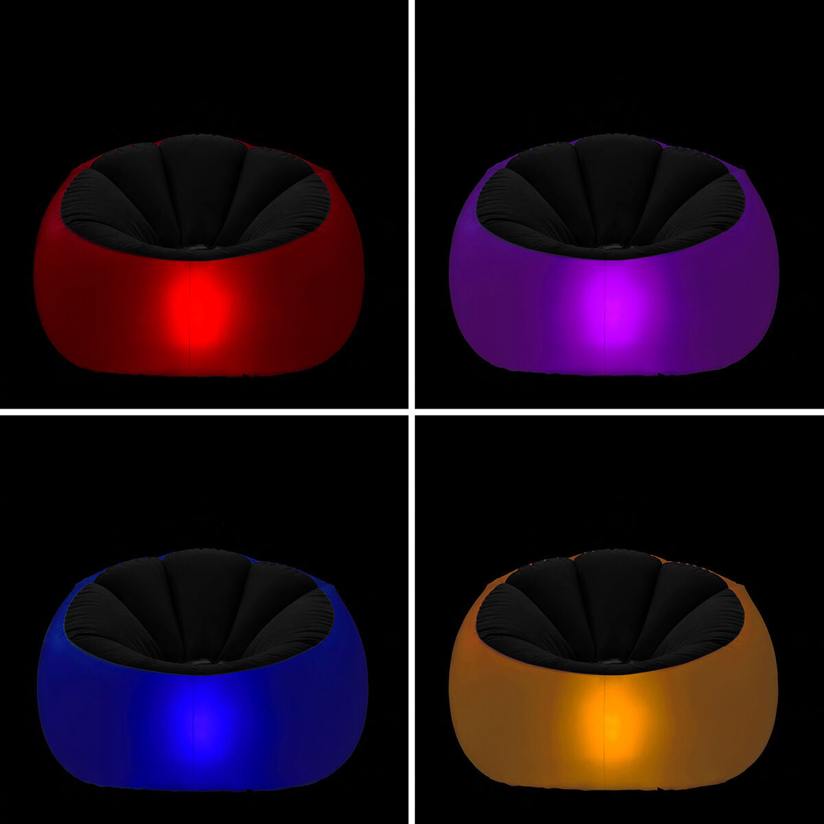 Opblaasbare fauteuil met RGB LED-verlichting en afstandsbediening, 99x64x104 cm