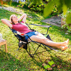 Opvouwbare campingligstoel 3-in-1, met voetsteun en draagtas