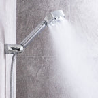 Dubbele douchekop met 3-in-1 dispenser, regen- en sproei-effect, ABS, zilverkleurig
