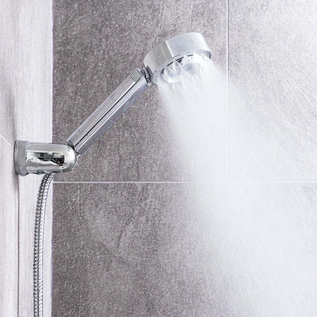 Dubbele douchekop met 3-in-1 dispenser, regen- en sproei-effect, ABS, zilverkleurig