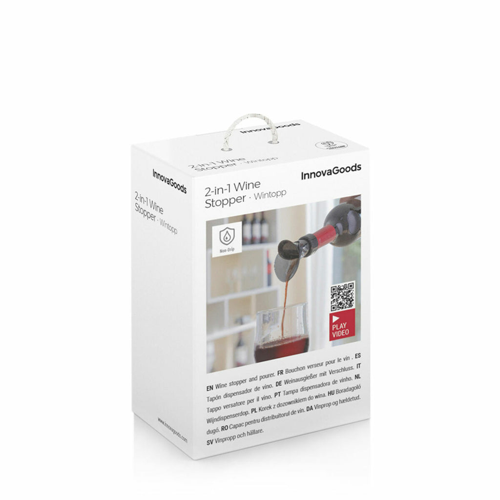 Wijnbeluchter en -schenker 2-in-1, antidruppel, zwart