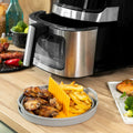 Opvouwbaar siliconen mandje voor airfryer met tussenschot, grijs/oranje