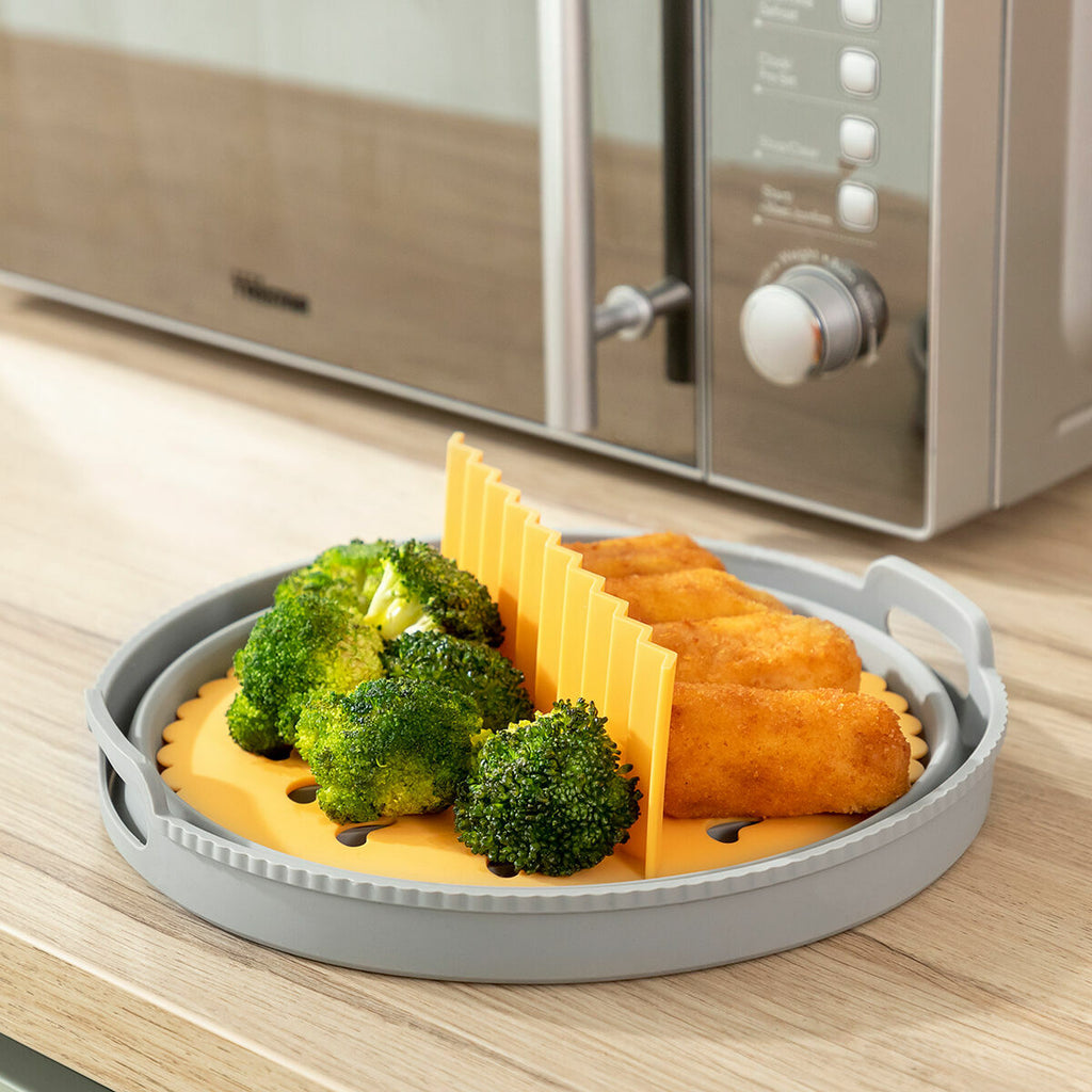 Set opvouwbare siliconen airfryer manden met handvatten, 3 stuks