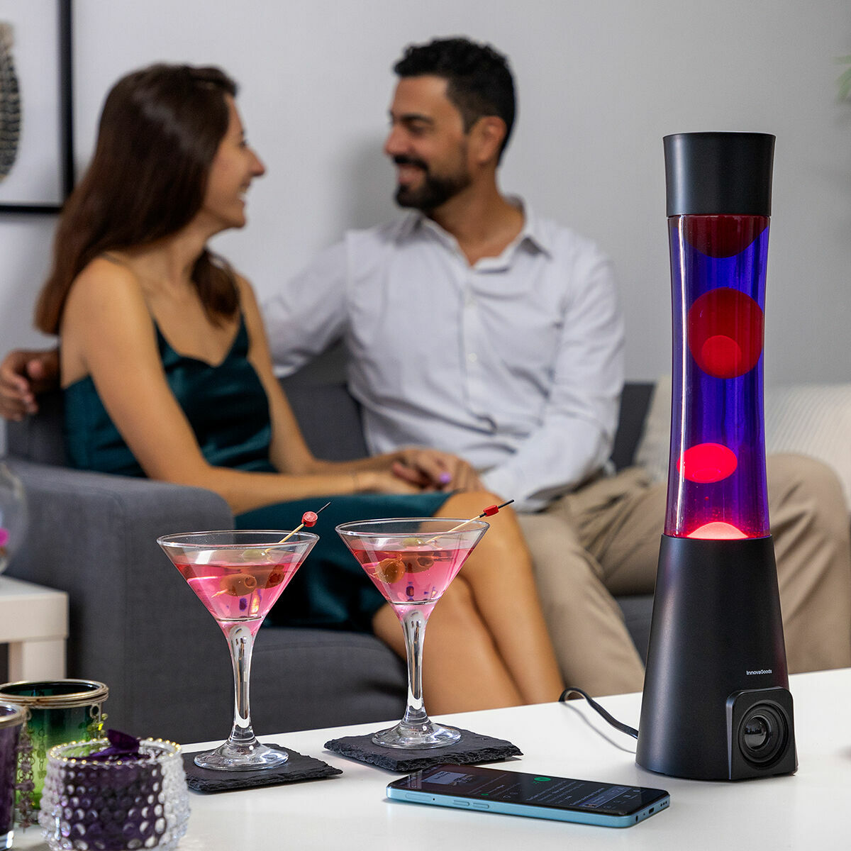 Lavalamp met Bluetooth-luidspreker, retrodesign, E14-lamp inbegrepen