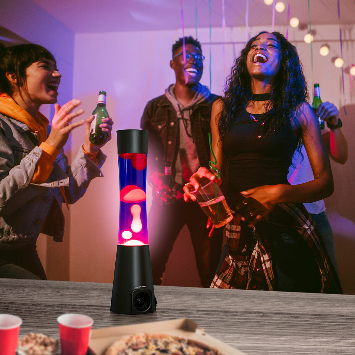 Lavalamp met Bluetooth-luidspreker, retrodesign, E14-lamp inbegrepen
