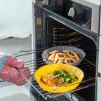 Siliconen airfryer mandjes met borstel, 2 stuks, antiaanbak, BPA-vrij