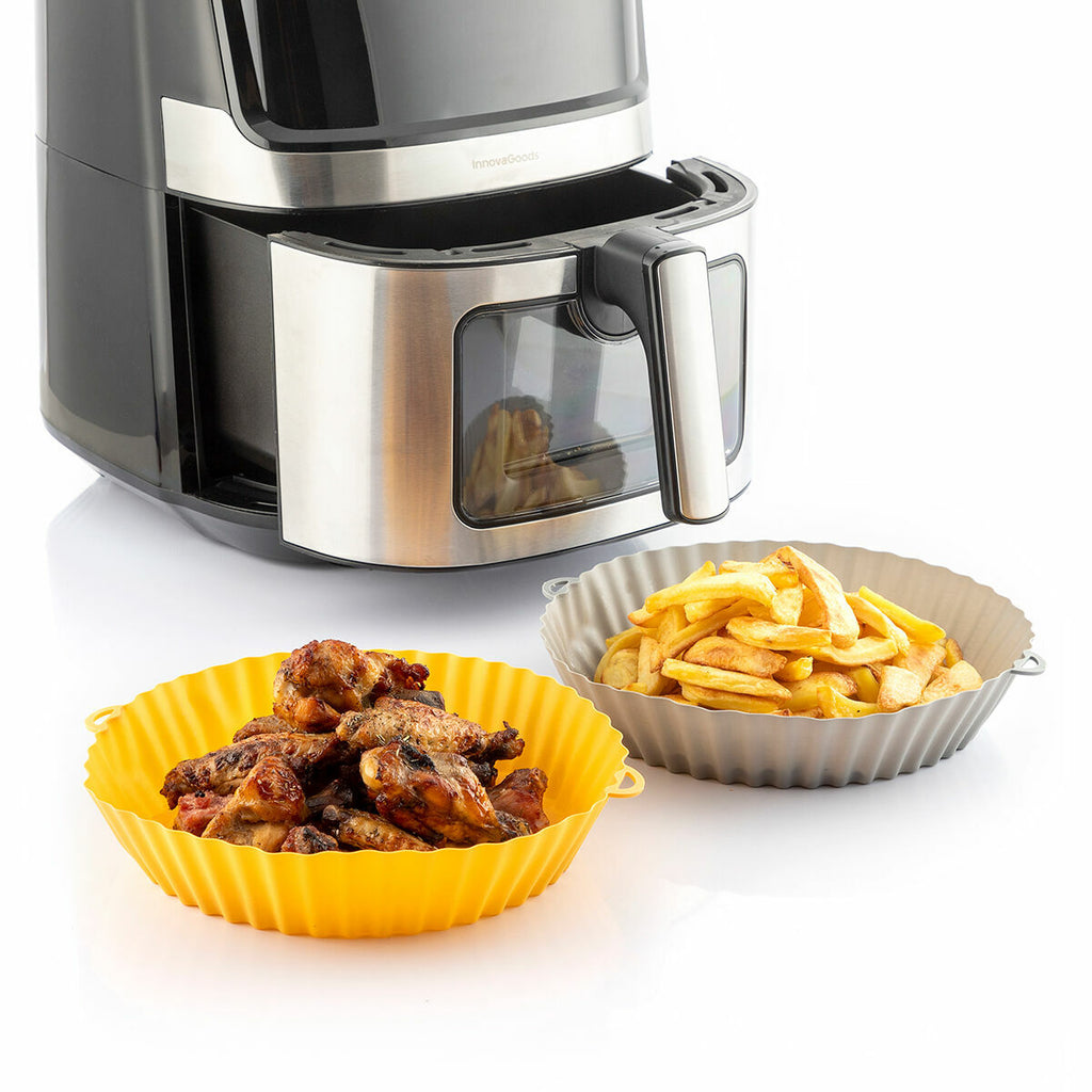 Siliconen airfryer mandjes met borstel, 2 stuks, antiaanbak, BPA-vrij