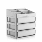 Make-up organizer met 3 lades en 9 vakken, polypropyleen, grijs
