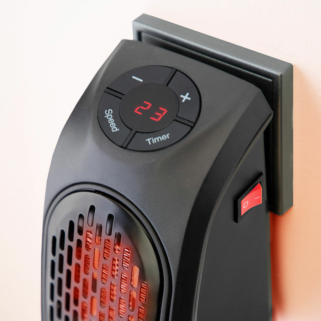 Mini stekkerkachel 400 W, keramisch verwarmingselement met timer en thermostaat
