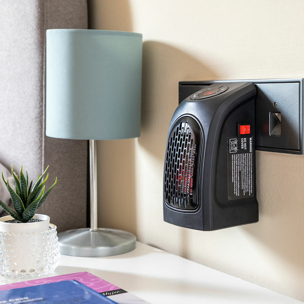 Mini stekkerkachel 400 W, keramisch verwarmingselement met timer en thermostaat