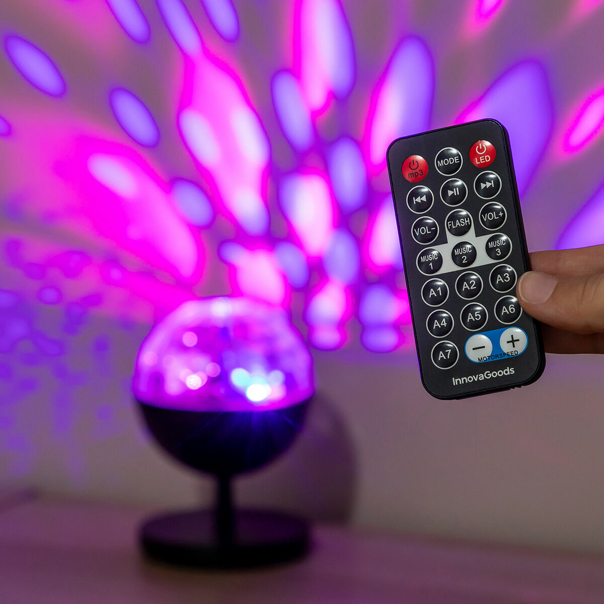 Oplaadbare ledprojector met Bluetooth luidspreker, discobal 360º rotatie