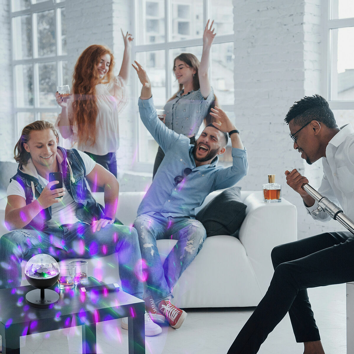 Oplaadbare ledprojector met Bluetooth luidspreker, discobal 360º rotatie