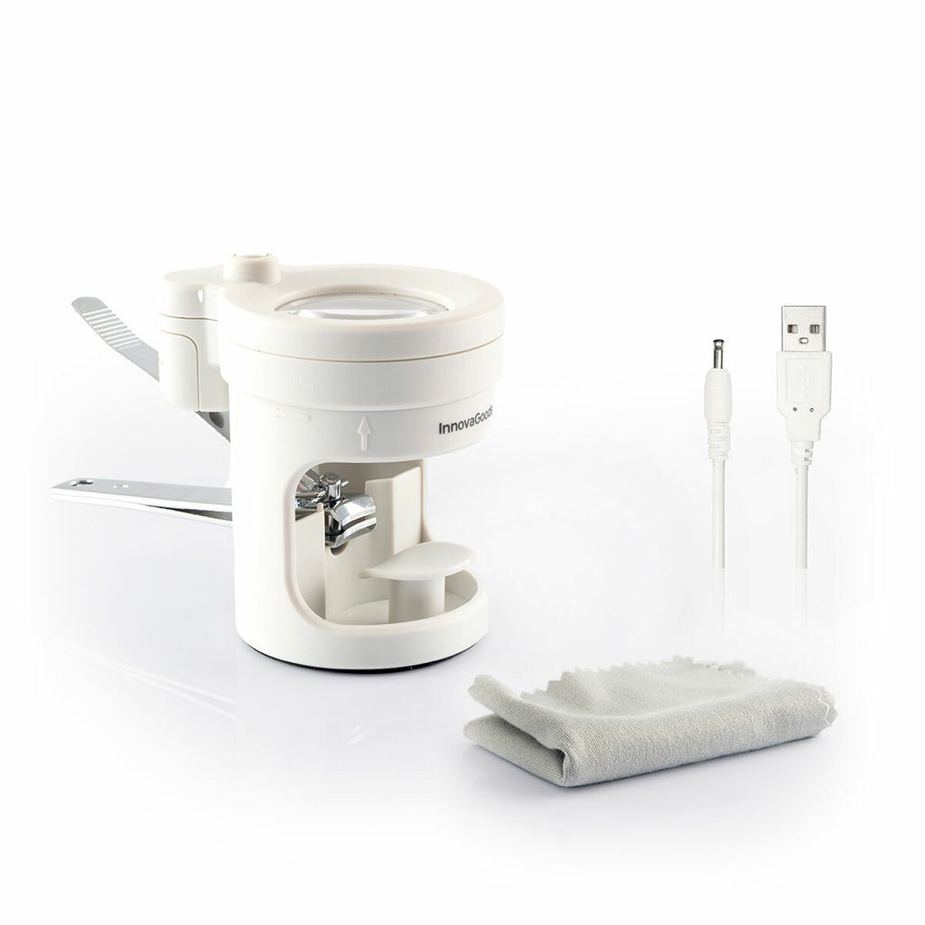 Nagelknipper met ledverlichting, vergrootglas 8x en vijl