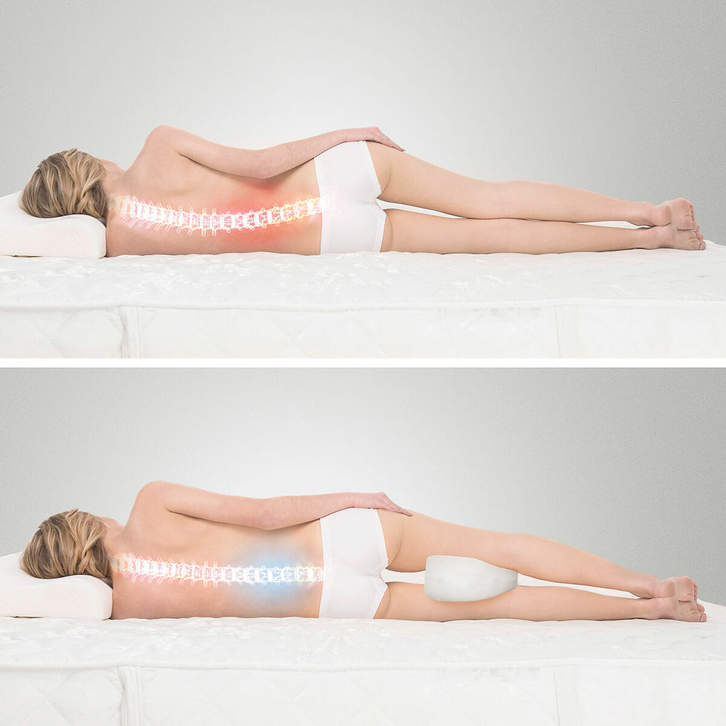 Beenkussen met bevestigingsband - vlindervormig kniekussen memory foam grijs