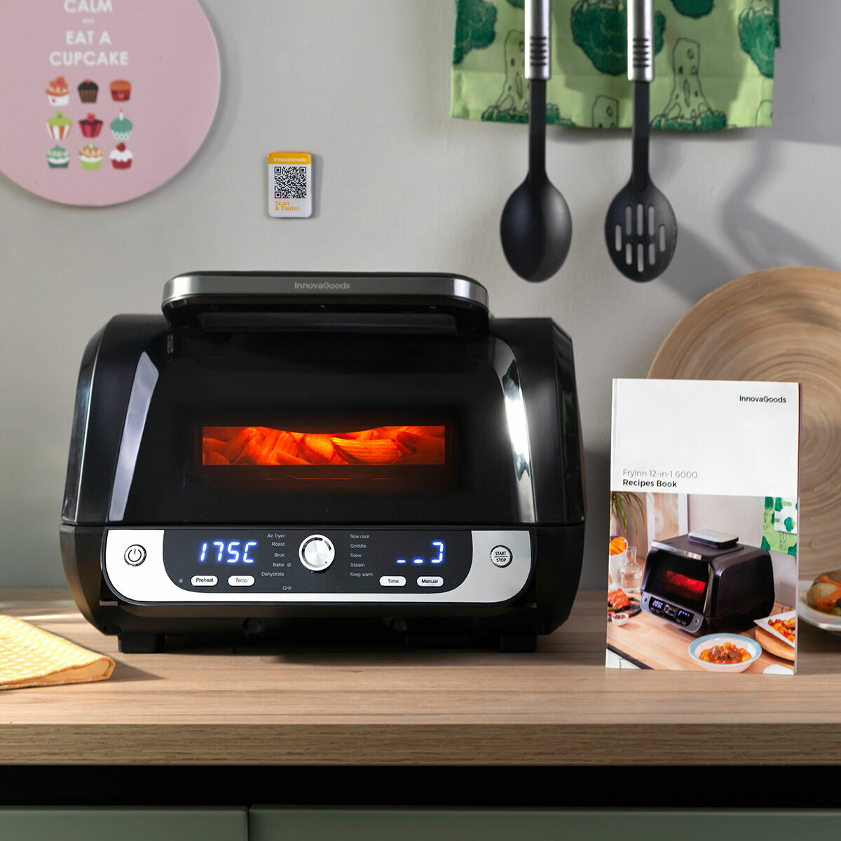 Luchtfriteuse met grill 6 L, 3400 W, 12 programma's, zwart