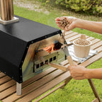 Pellet pizzaoven voor buiten met accessoires, roestvrij staal, max. 30 cm pizza