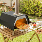 Pellet pizzaoven voor buiten met accessoires, roestvrij staal, max. 30 cm pizza