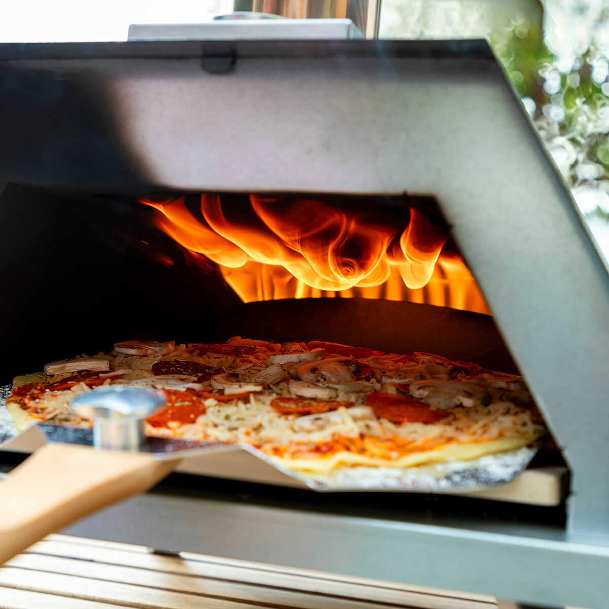 Pellet pizzaoven voor buiten met accessoires, roestvrij staal, max. 30 cm pizza