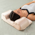 Anti-rimpel nekkussen met satijnen hoes, memory foam, beige