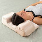 Anti-rimpel nekkussen met satijnen hoes, memory foam, beige