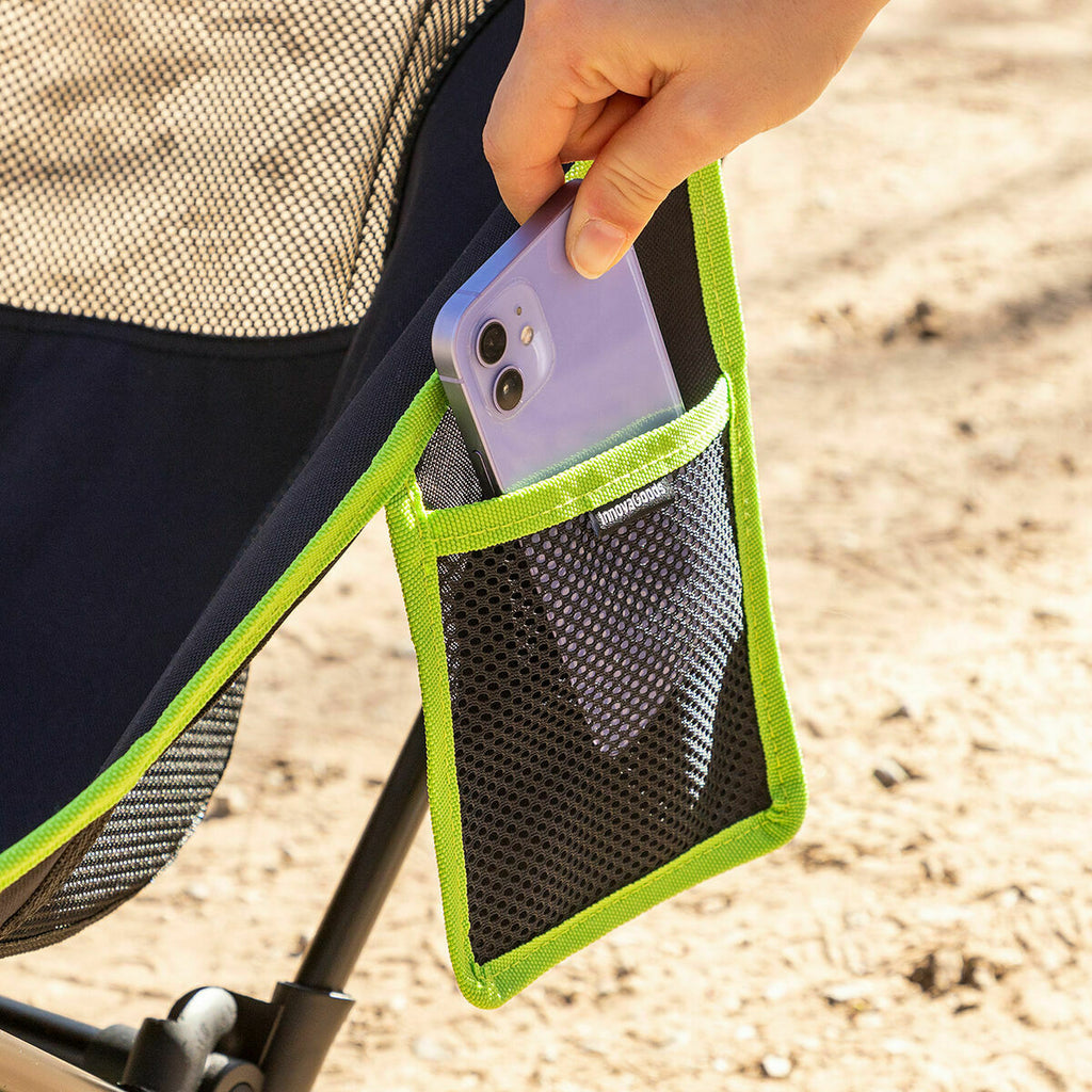 Inklapbare campingstoel met draagtas, ijzeren frame, zwart/groen