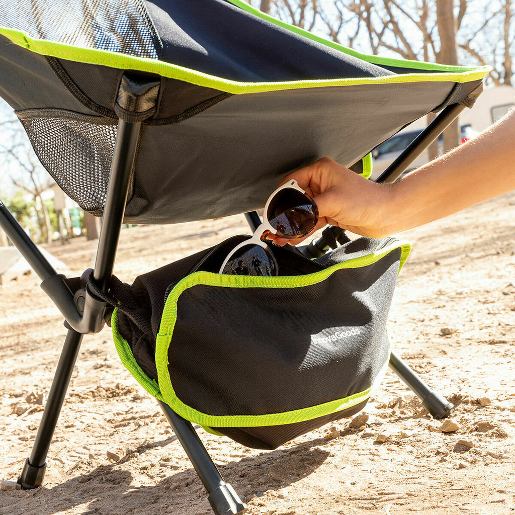 Inklapbare campingstoel met draagtas, ijzeren frame, zwart/groen