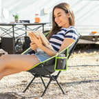 Inklapbare campingstoel met draagtas, ijzeren frame, zwart/groen