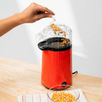 Hetelucht popcornmachine 1200W met maatschepje, rood/zwart