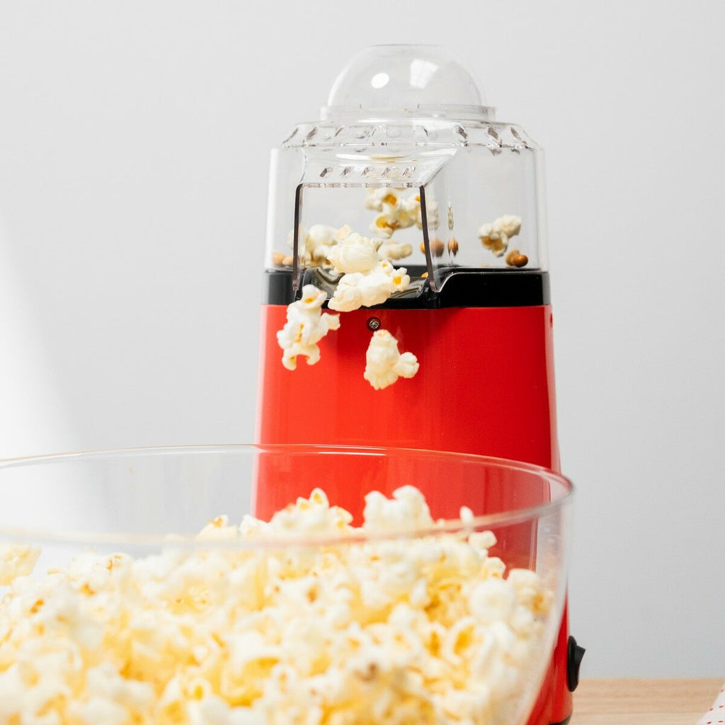 Hetelucht popcornmachine 1200W met maatschepje, rood/zwart