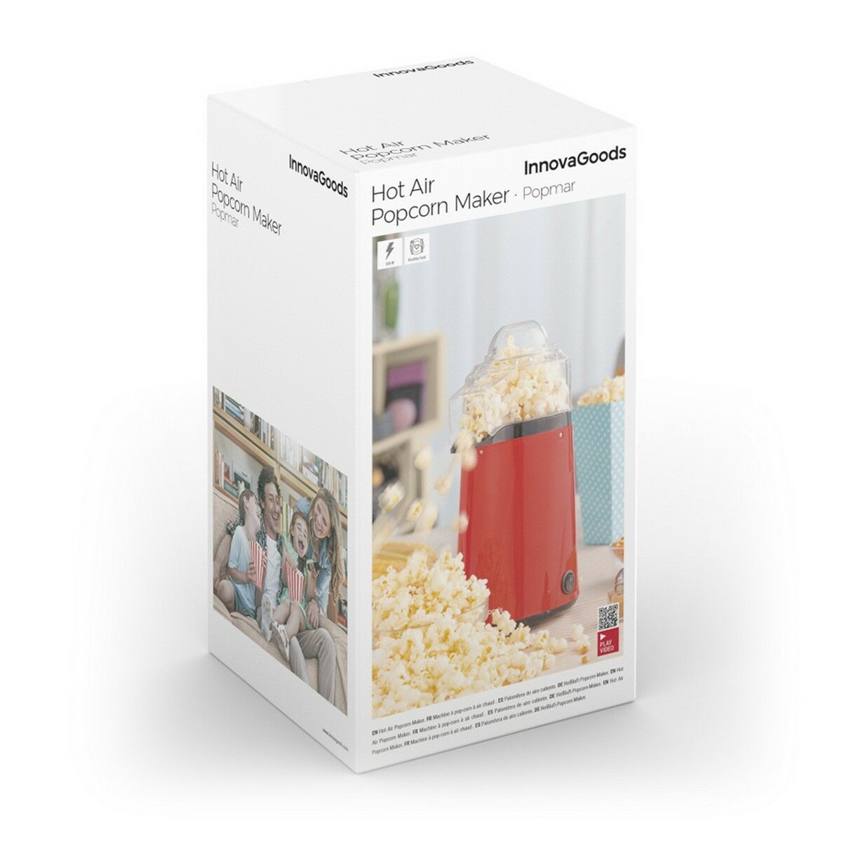 Hetelucht popcornmachine 1200W met maatschepje, rood/zwart