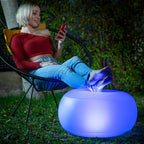 Set opblaasbare fauteuil en stoel met RGB LED-verlichting en afstandsbediening