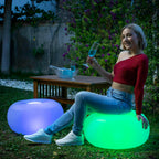Set opblaasbare fauteuil en stoel met RGB LED-verlichting en afstandsbediening