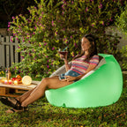 Set opblaasbare fauteuil en stoel met RGB LED-verlichting en afstandsbediening