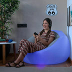 Set opblaasbare fauteuil en stoel met RGB LED-verlichting en afstandsbediening