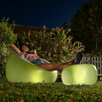 Set opblaasbare fauteuil en stoel met RGB LED-verlichting en afstandsbediening