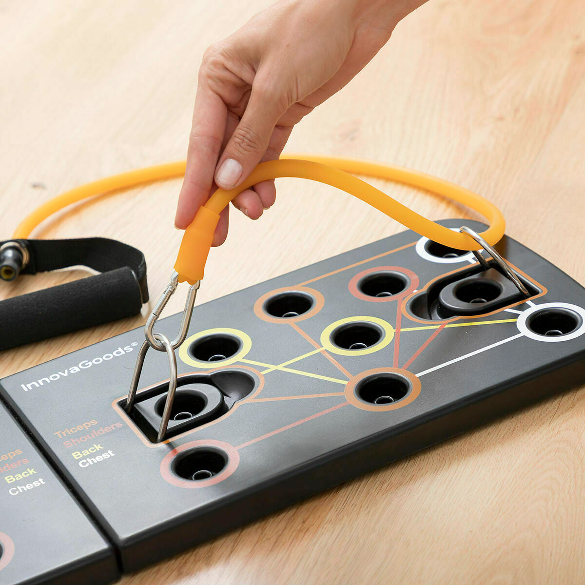 Push-up board met weerstandsbandenset, accessoires en oefeningengids