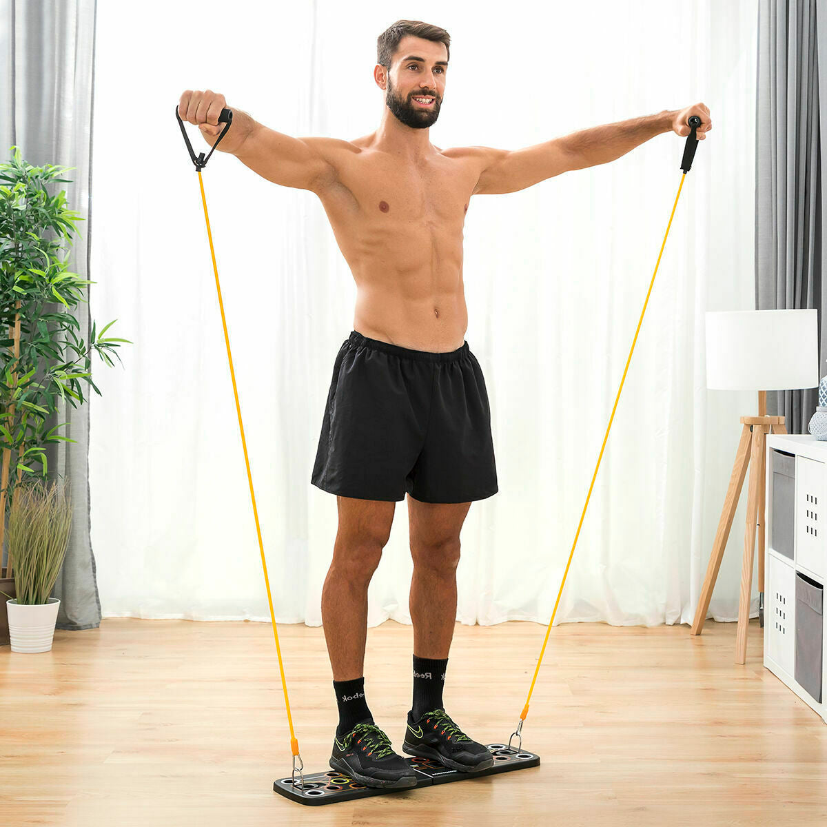 Push-up board met weerstandsbandenset, accessoires en oefeningengids