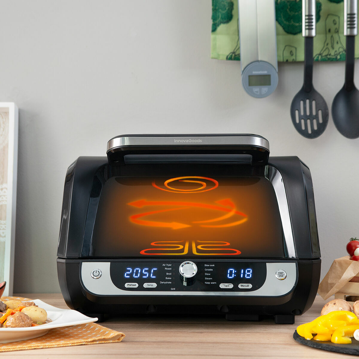 Airfryer 12-in-1 met grill, 6L, 3400W inclusief siliconen mandjes en receptenboek