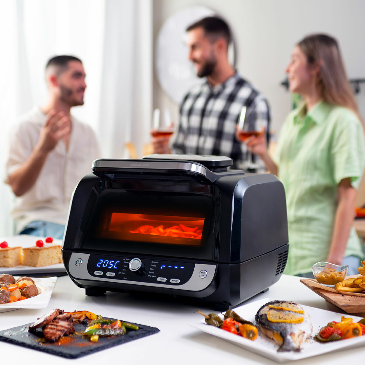 Airfryer 12-in-1 met grill, 6L, 3400W inclusief siliconen mandjes en receptenboek