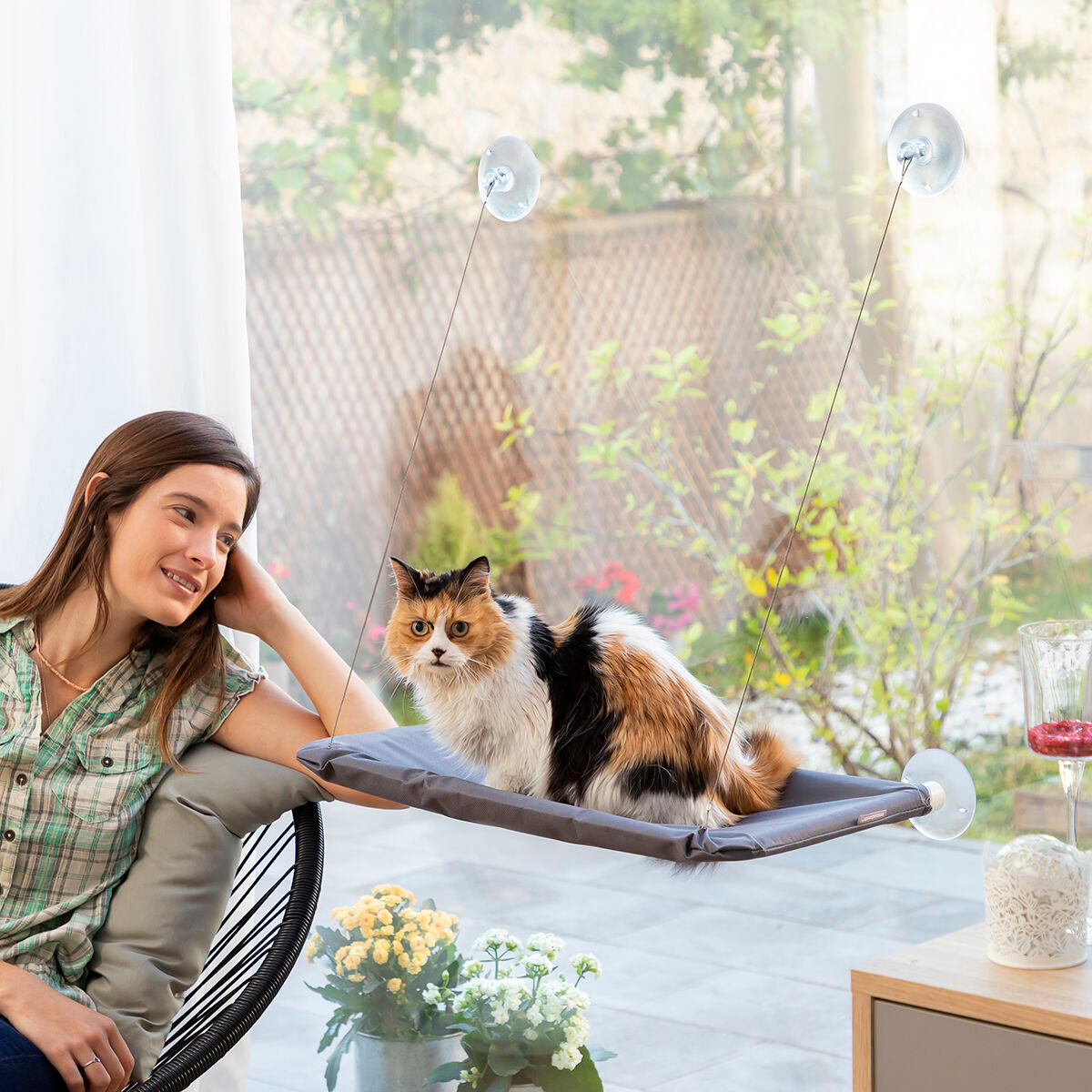 Set selfieclip voor huisdieren en kattenhangmat met zuignappen