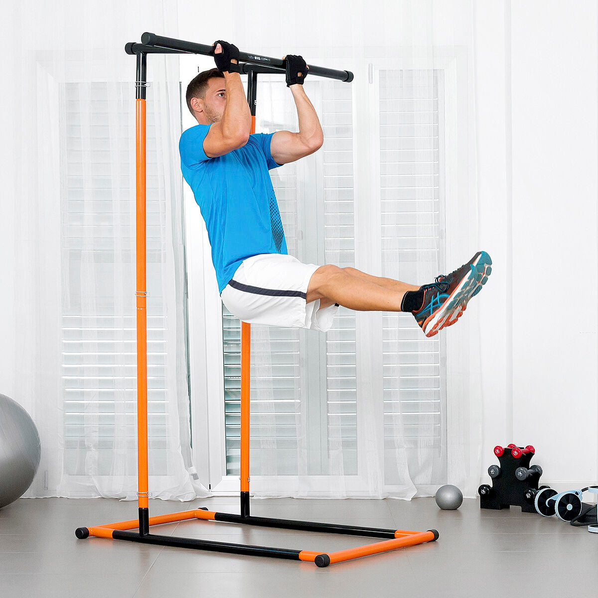 Pull-up station met weerstandsbanden set, accessoires en oefengids