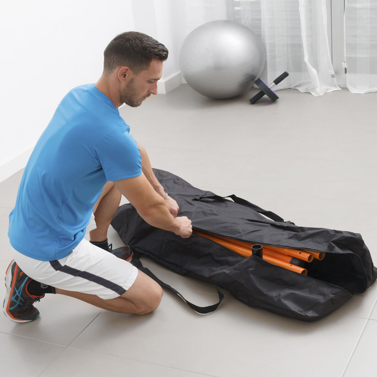 Pull-up station met weerstandsbanden set, accessoires en oefengids