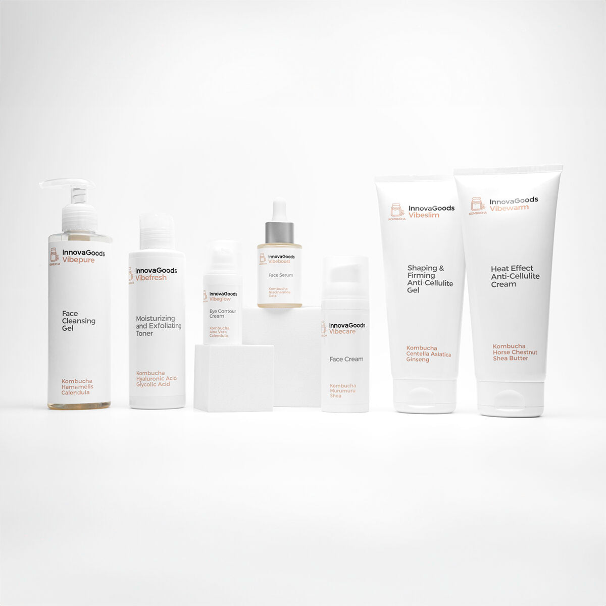 Gezichtsverzorgingsset met massageapparaat, serum en crème kombucha