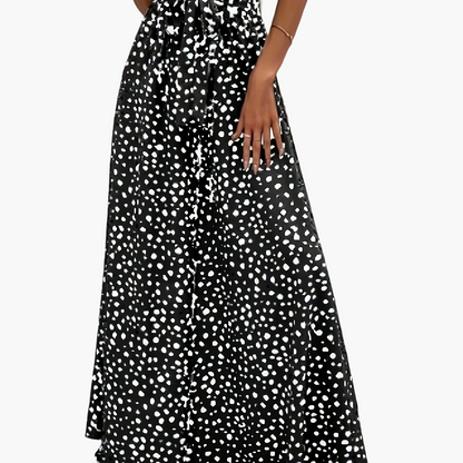 Dames elegante wijde broek met stippen en ceintuur – perfect voor lente & zomer