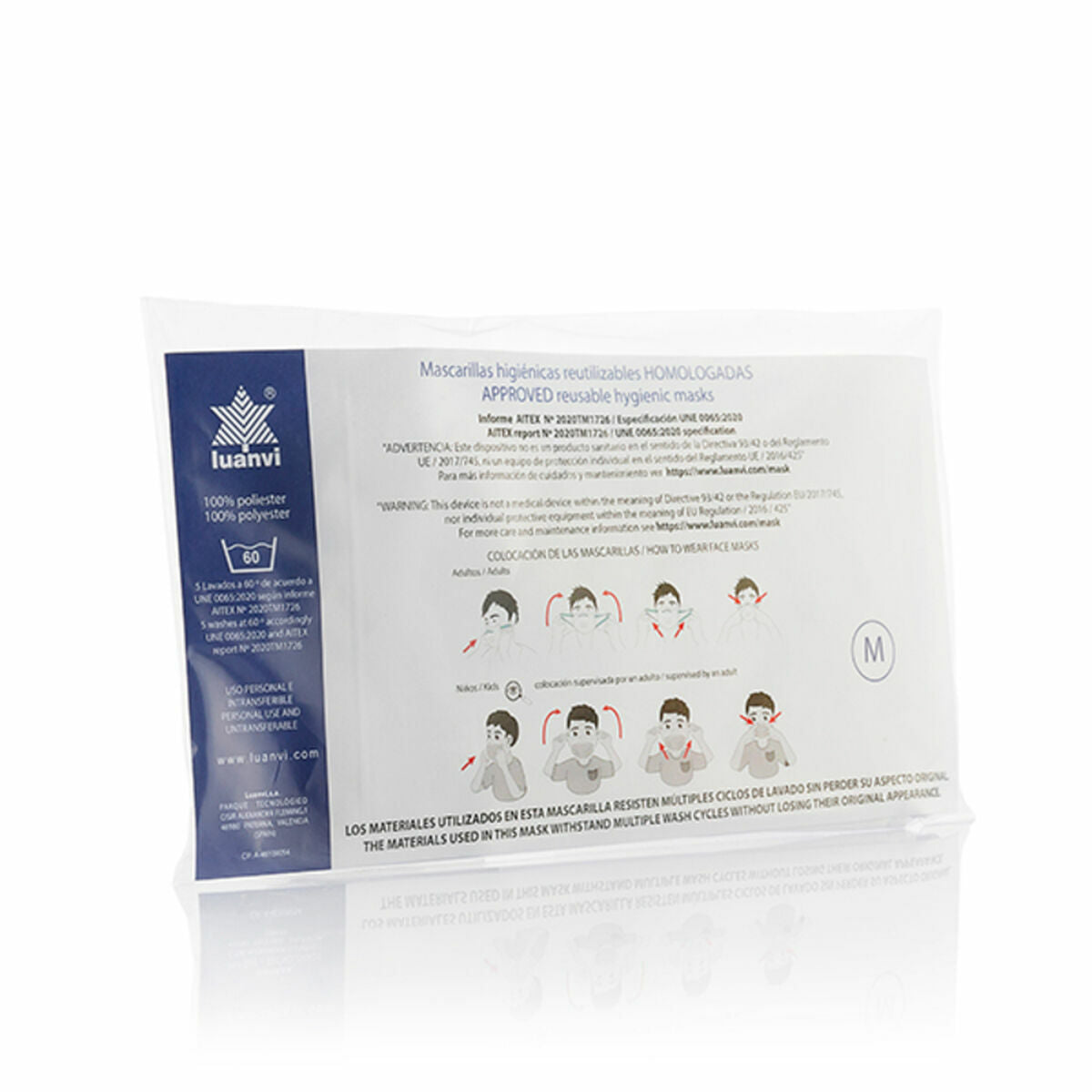 Herbruikbaar stoffen gezichtsmasker, maat M, set van 3 stuks